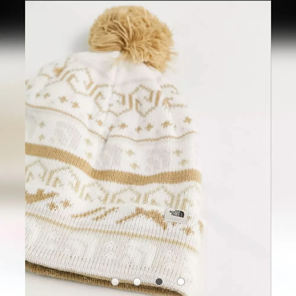 The North Face Fair Isle pom pom unisex winter beanie hat